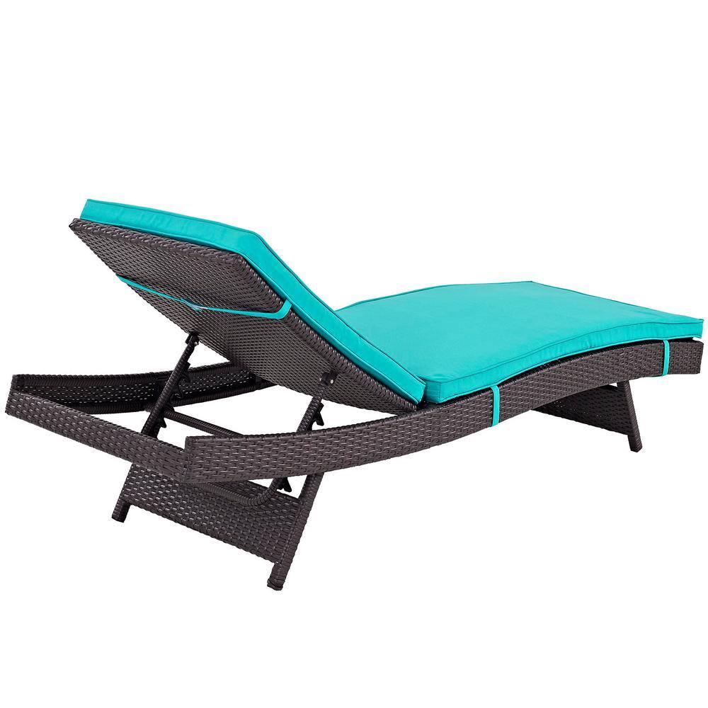 Modway Convene Outdoor Patio Chaise in Espresso Turquoise