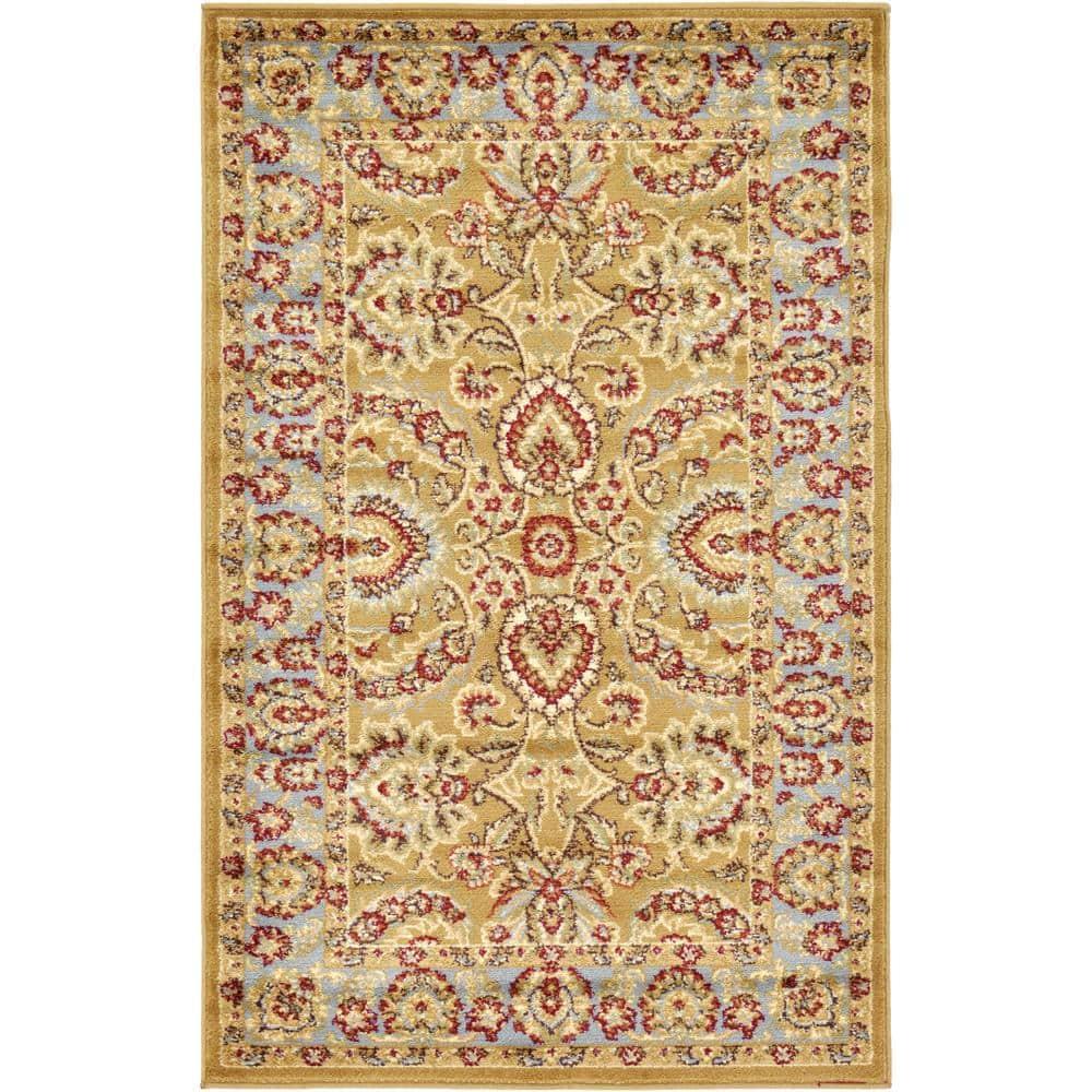 Unique Loom 3' 3 x 5' 3 Dark Yellow Voyage Asheville Area Rug