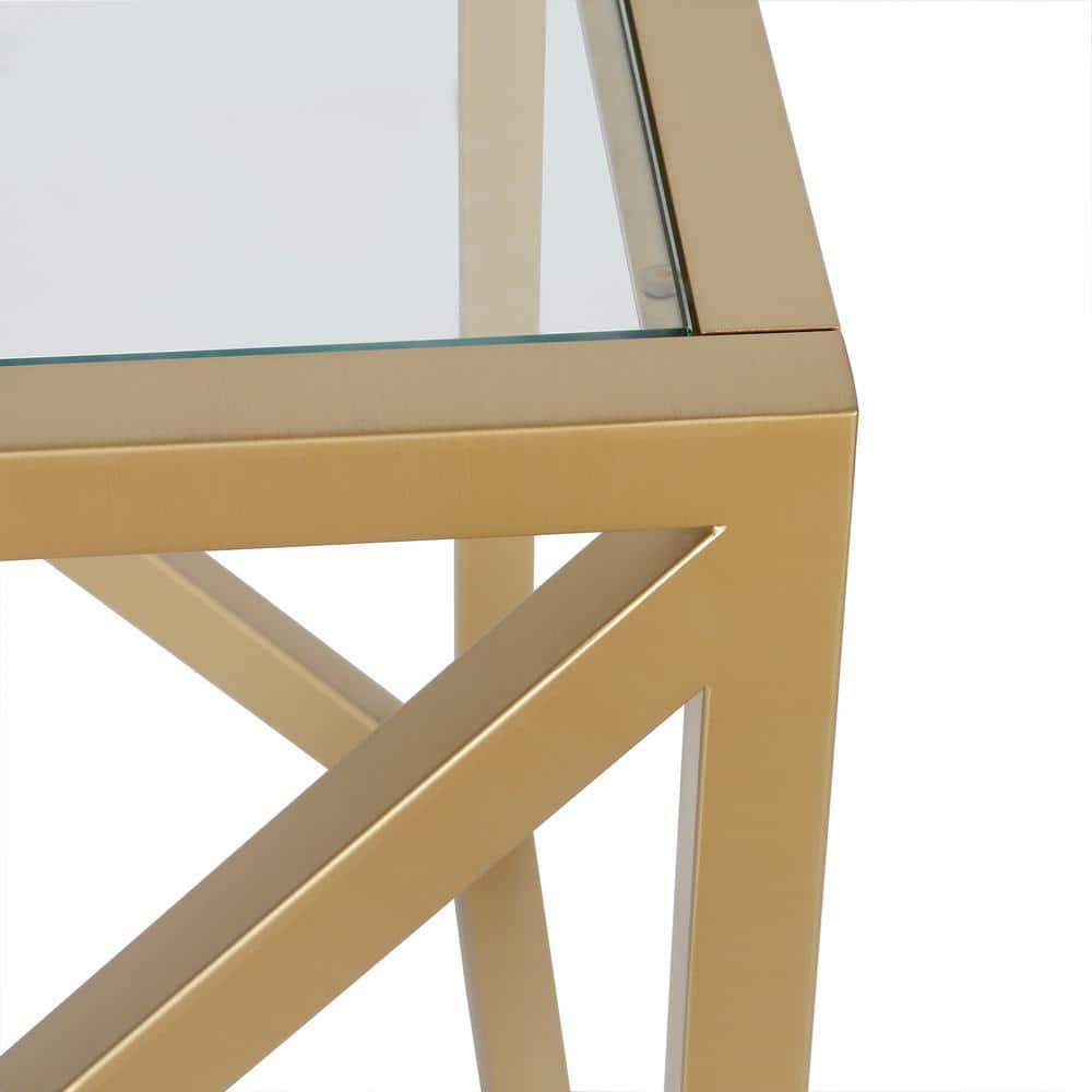 Evelyn&Zoe Calix 20" Wide Square Side Table, Brass