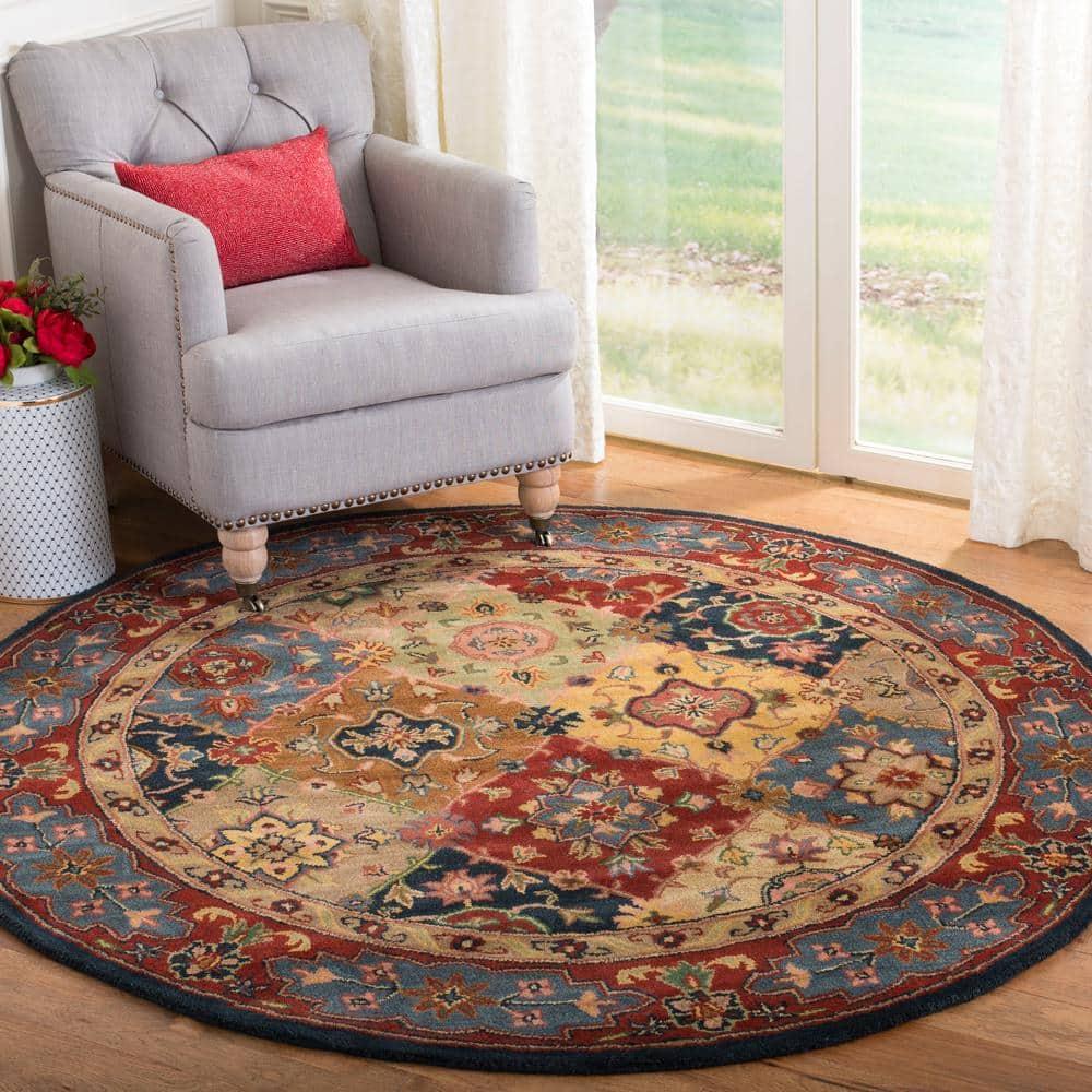 Heritage HG926 Hand Tufted Area Rug - Red/Multi - 6' Round - Safavieh.