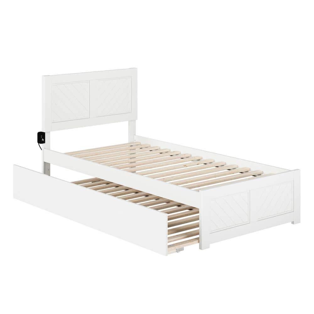 AFI Canyon White Solid Wood Platform Bed with Matching Footboard & Twin XL Trundle, Twin XL
