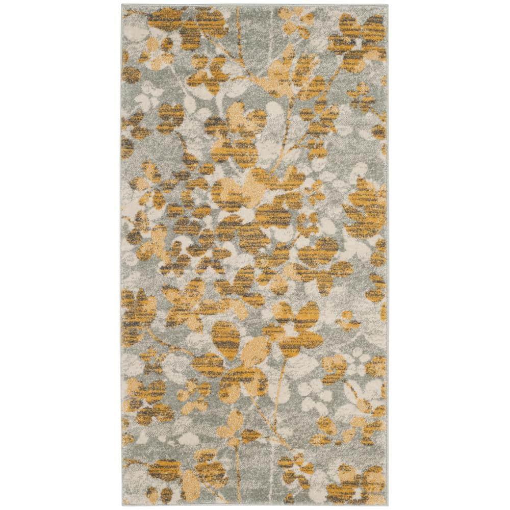 Evoke EVK236 Power Loomed Accent Rug - Grey/Gold - 3'x5' - Safavieh.