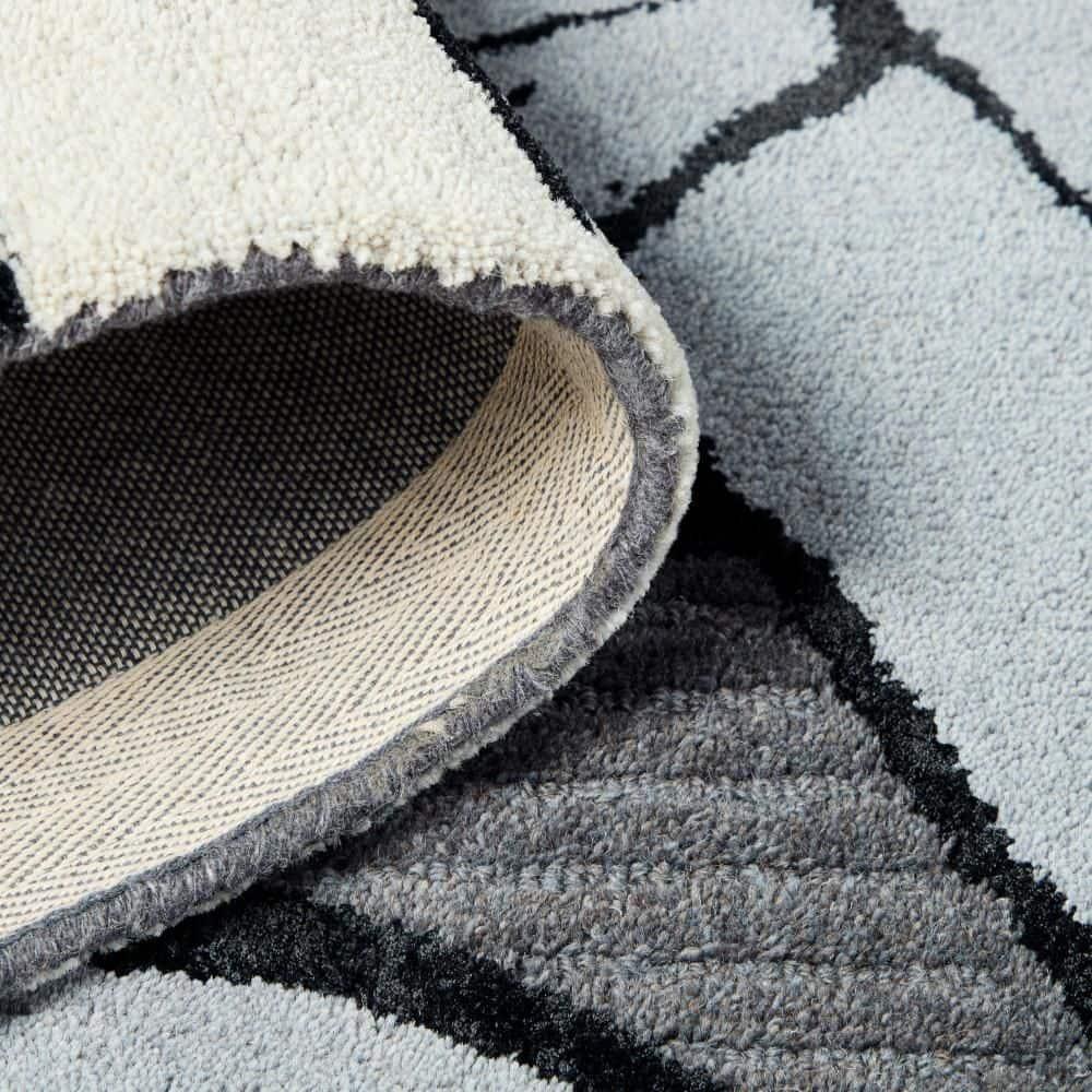 NICOLE MILLER NEW YORK Flora Grandeur Bloom Handcrafted Area Rug, Natural Wool Rug, Bold Floral Rug, Grey, 8'x10'