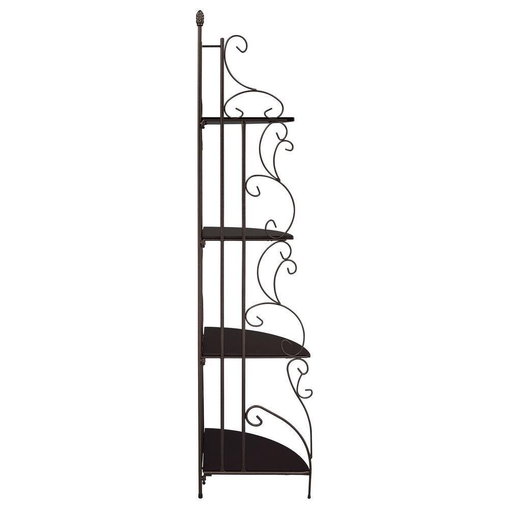 Coaster 4 Shelves Traditional Metal Corner Bookcase in Copper