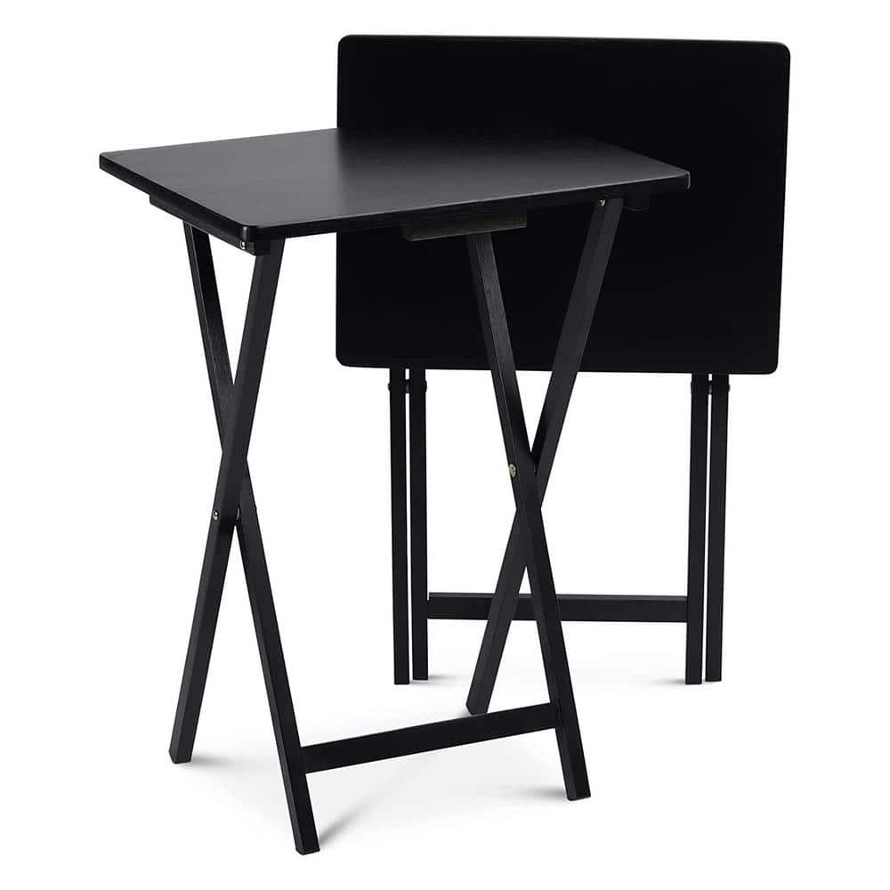 PJ Wood 19.09'' Solid Wood Rectangular Portable Folding Table (Set of 2)