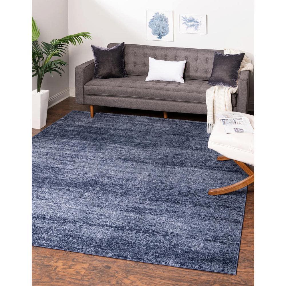 Unique Loom Del Mar Collection Area Rug - Lucille (7' 10" Square, Navy Blue/ Ivory)