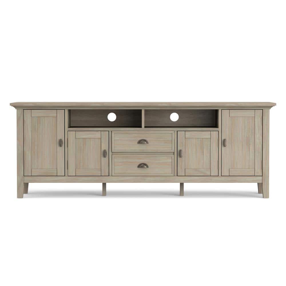 Redmond SOLID WOOD 72 inch TV Media Stand in Distressed Grey For TVs up to 80 inches