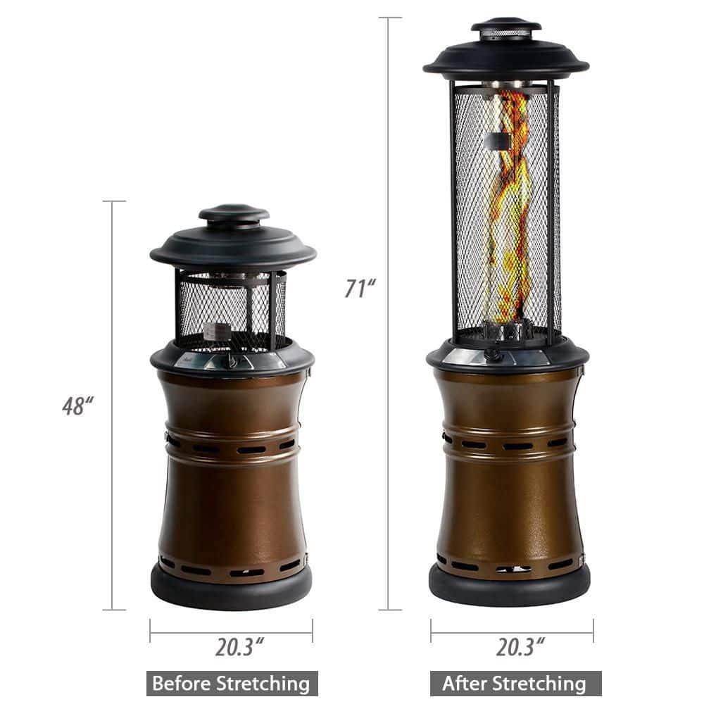 Heatmaxx 36000 BTU Gas Floor Standing Dancing Flame Outdoor Patio Portable Heater Bronze