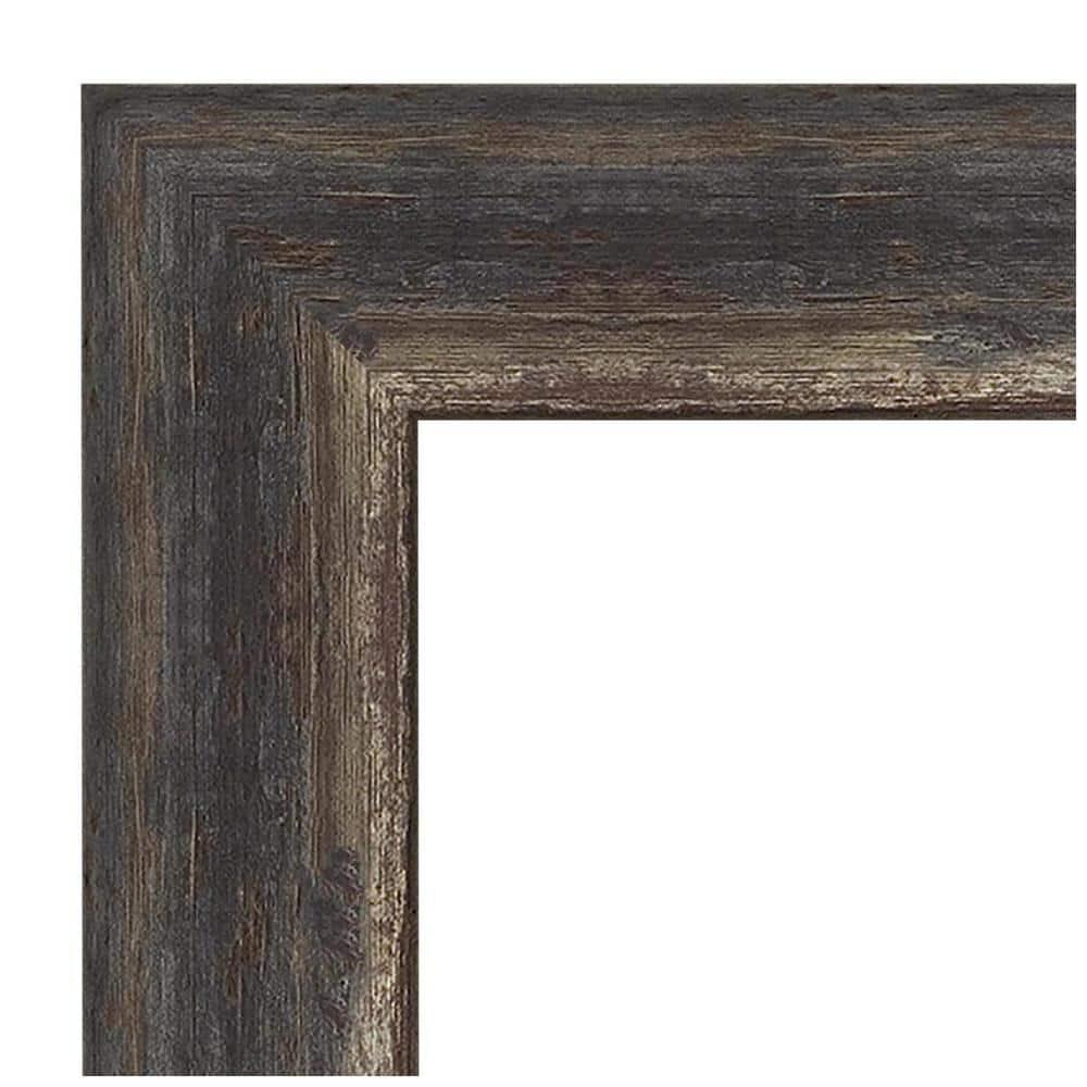 Amanti Art Beveled Bathroom Wall Mirror - Bark Rustic Char Frame Bark Rustic Char Outer Size: 33 x 27 in Silver, Brown, Black