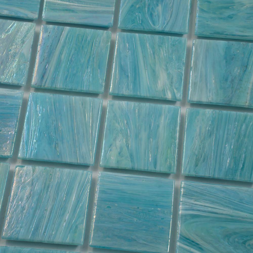 Apollo Tile Celestial 12 in. x 12 in. Glossy Yale Blue Glass Mosaic Wall and Floor Tile (10 sq. ft./case) (10-pack)