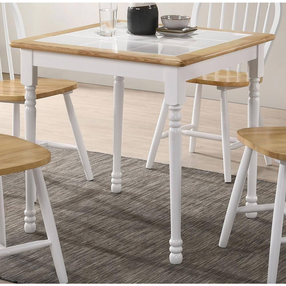 DPlus Square Top Dining Table Natural Brown and White