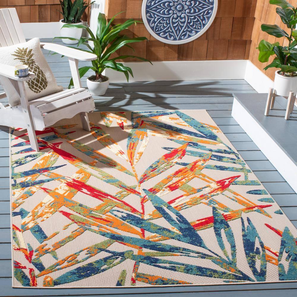 Cabana CBN368 Loomed Indoor Area Rug - Ivory/Navy - 6'7"x9' - Safavieh