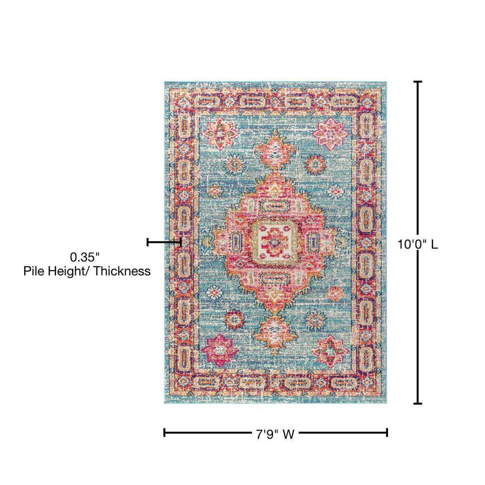 JONATHAN Y Bohemian FLAIR Boho Vintage Medallion Blue/Red 8 ft. x 10 ft. Area Rug