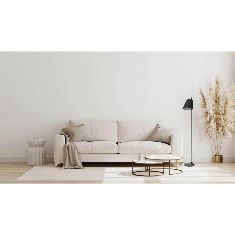 Estaziona Minimalist Black Fabric Cone Floor Lamp