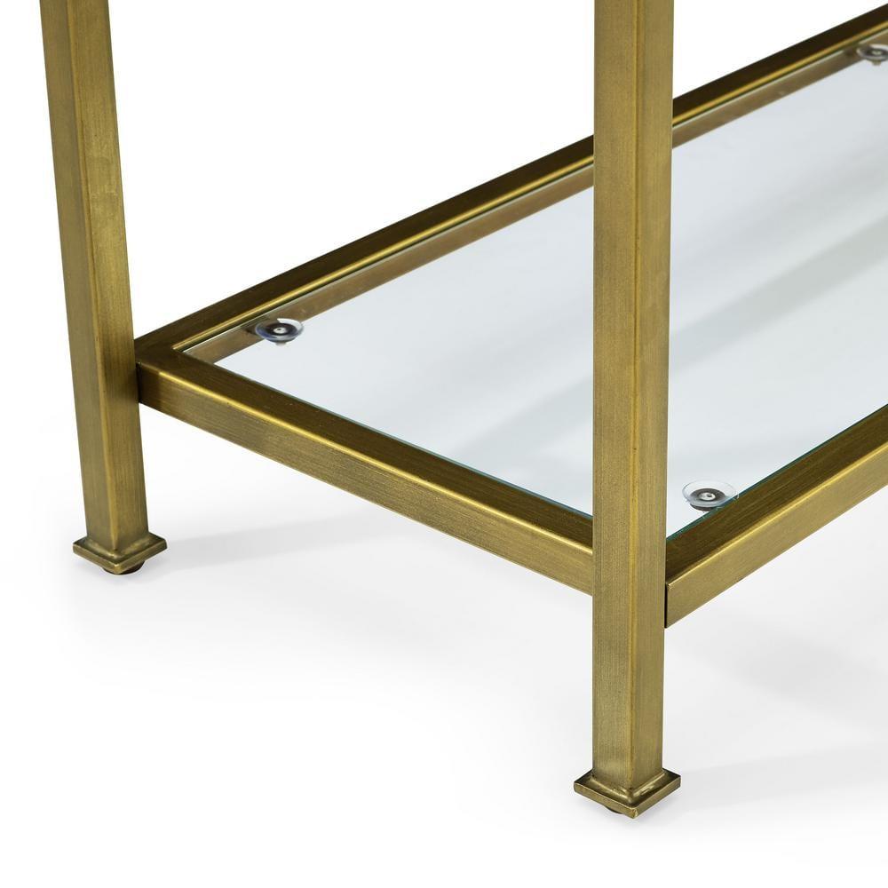 Aimee Console Table - Crosley: Elegant Steel Frame, Clear Glass Top, Fixed Shelf, Entryway Furniture