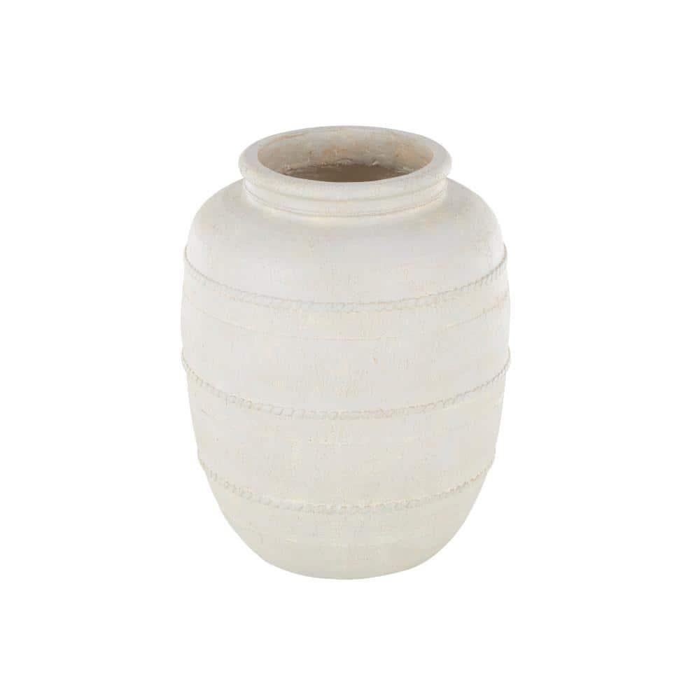 Tucson Magnesium Oxide Distressed Decorative Vase with Raised Braided Accents