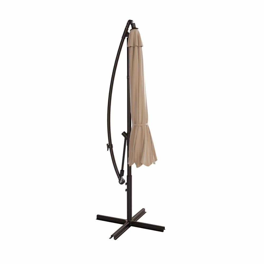LAUSAINT HOME 10 ft Cantilever Patio Umbrella, Round Outdoor Beige Umbrella