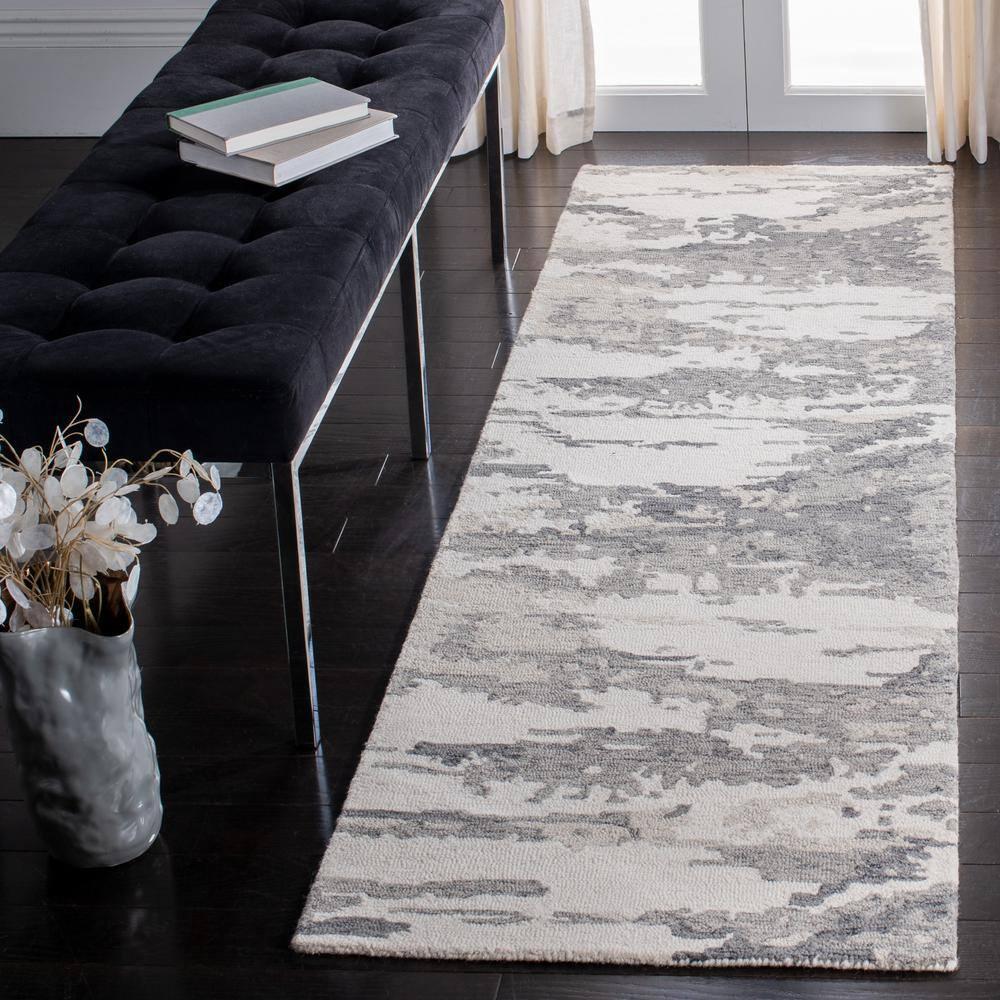 Abstract ABT465 Handmade Indoor Accent Rug - Charcoal/Ivory - 2'-3"x4' - Safavieh