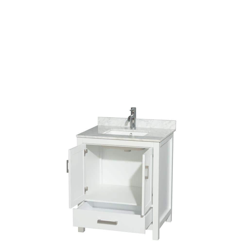 Wyndham Collection Sheffield 30" Freestanding Single Bathroom Vanity with Marble Top