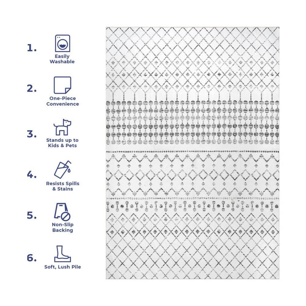 Nuloom Blythe Trellis 8x10 Machine Washable Indoor Area Rug for Living Room Bedroom Dining Room Kitchen, Grey/Off White