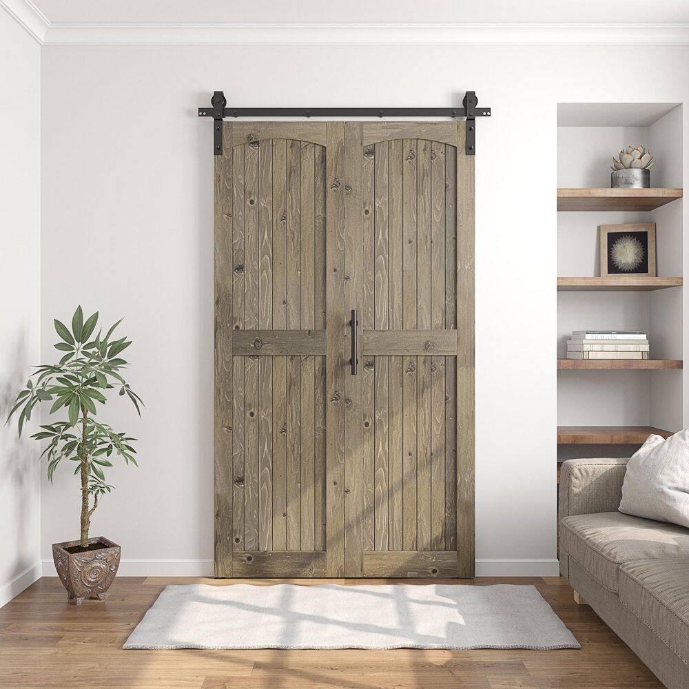 84'' Assembled Solid Wood Bi-Fold Barn Doors with Installation Hardware Kit