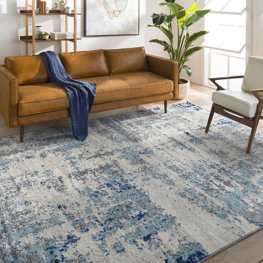 Livabliss 9'x12' High Plains Modern Rug Blue: Stain & Fade-Resistant, Medium Pile, Indoor, Abstract Pattern