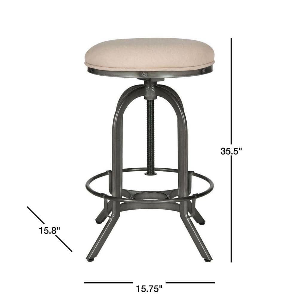 Wildomar Swivel Bar Stool - Beige/Antique Iron - Safavieh