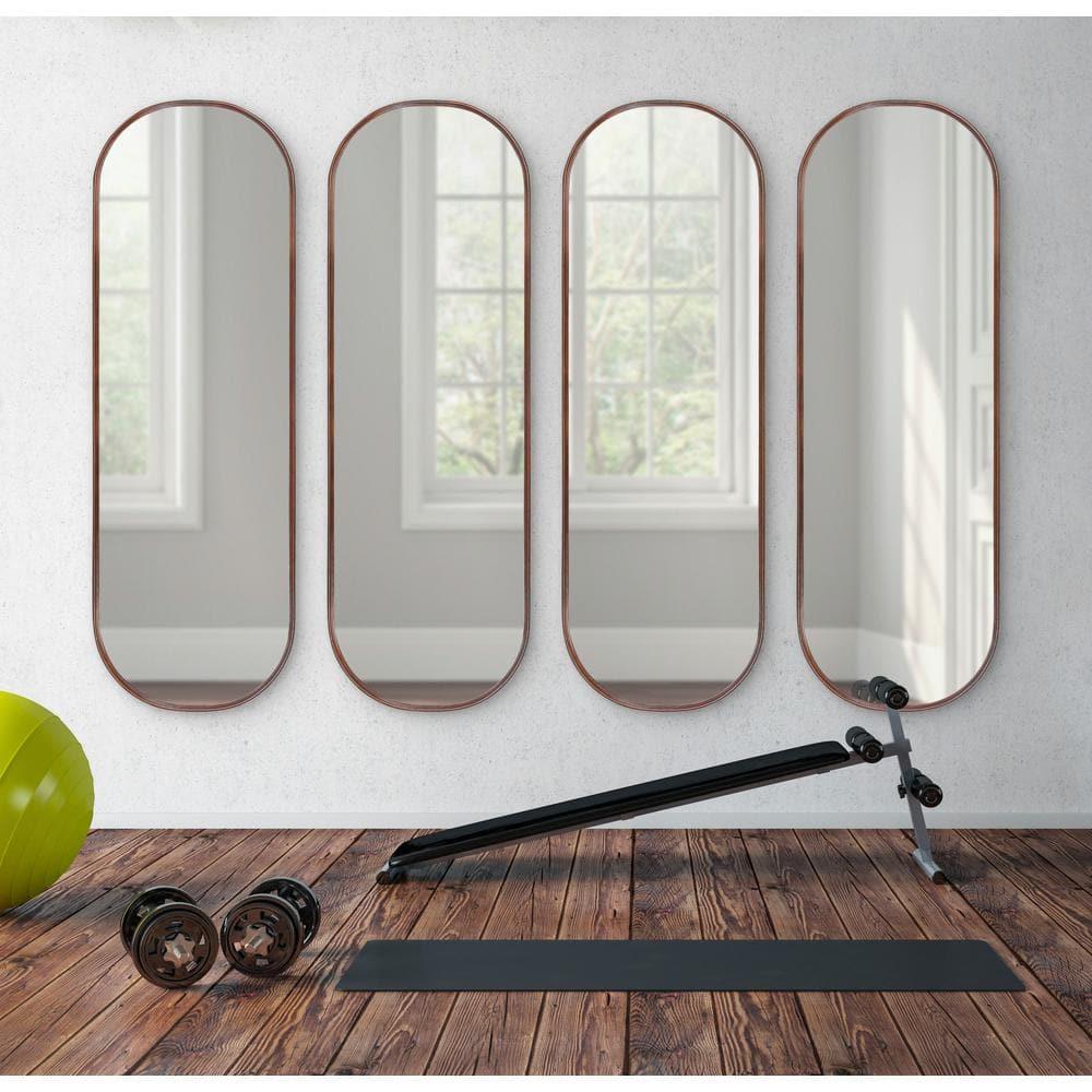 Kate and Laurel Caskill Modern Framed Capsule Mirror, 16 x 48, Bronze, Decorative Oval Accent Mirror for Wall