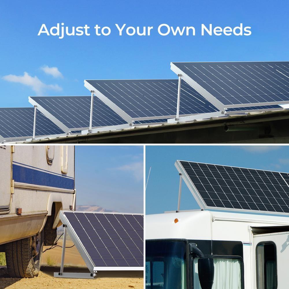 Renogy 50in Adjustable Solar Panel Mount Brackets with Foldable Tilt Legs on Any Flat Surface for RV, Roof, Boat, Any Off-Grid Systems