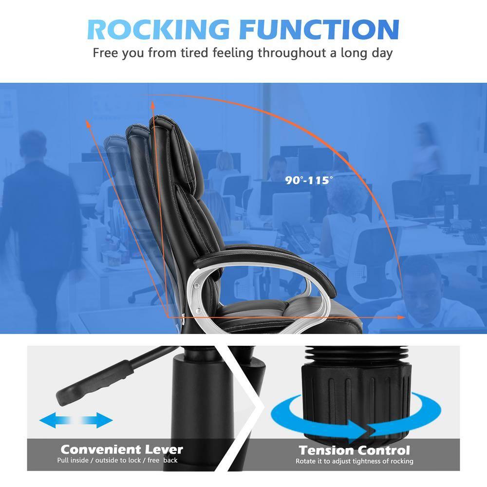 Costway Executive High Back Big & Tall Leather Adjustable Computer Desk Chair