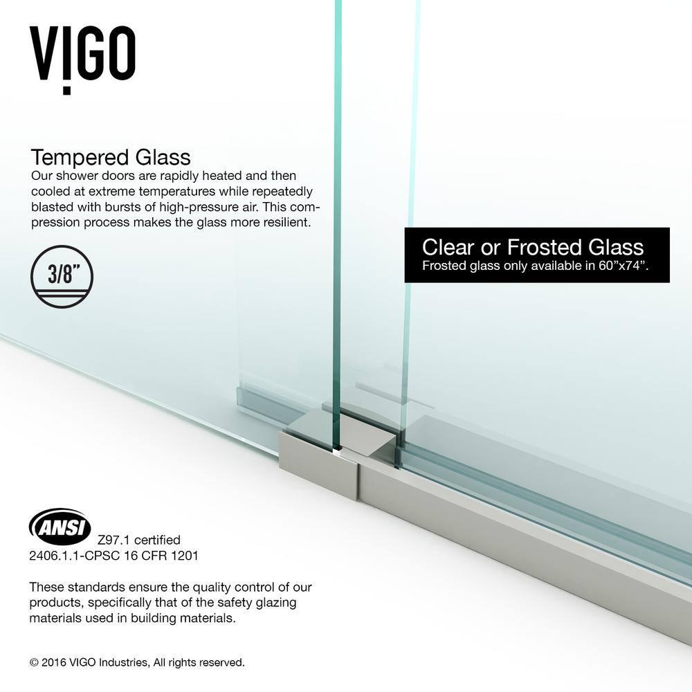 Elan 56-60" W x 66" H Sliding Frameless Tub Door with 3/8" Clear Glass