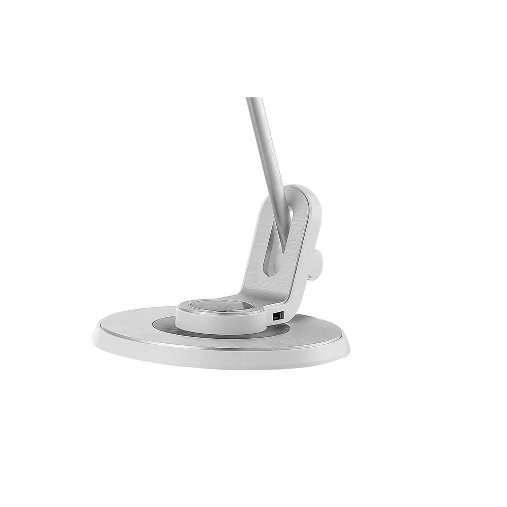 JONATHAN Y JYL7701B Dixon 18.5" Aluminum Contemporary Minimalist Adjustable Dimmable USB Charging LED Task Lamp, Farmhouse, Modern for living room, dinning room, bedroom Bulb Included, Sliver