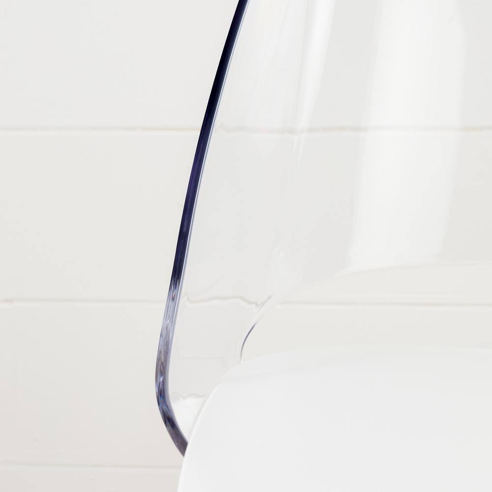 George Oliver South Shore Mid-Century Modern Eiffel Office Chair With Wooden Legs, Clear/White