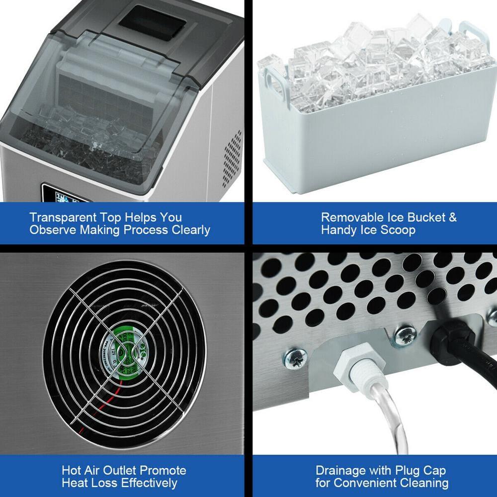 Calorful 48 Lbs Stainless Self-Clean Ice Maker With LCD Display