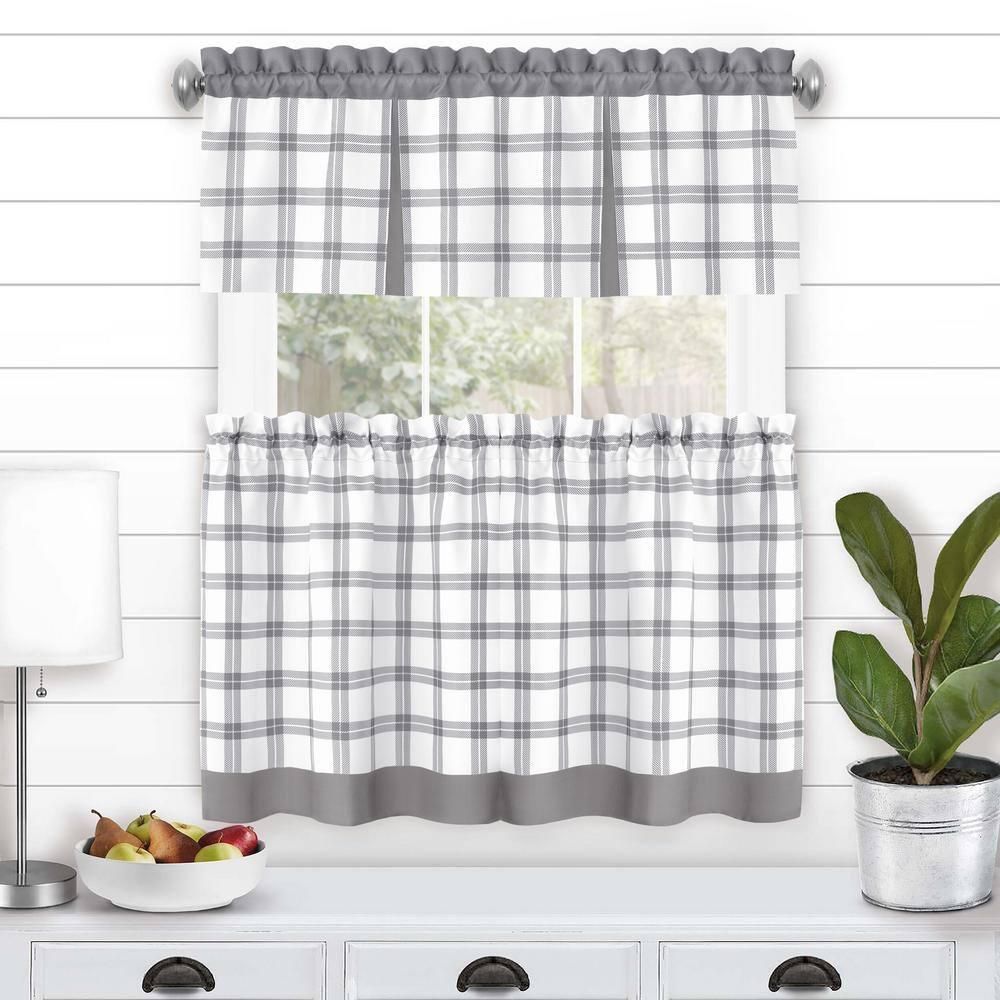 Achim Importing Co Plaid Tailored 58'' W Kitchen Curtain