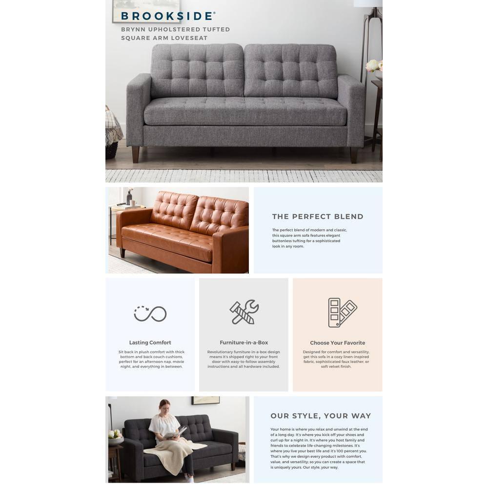 76” Brynn Upholstered Square Arm Sofa with Buttonless Tufting - Brookside Home