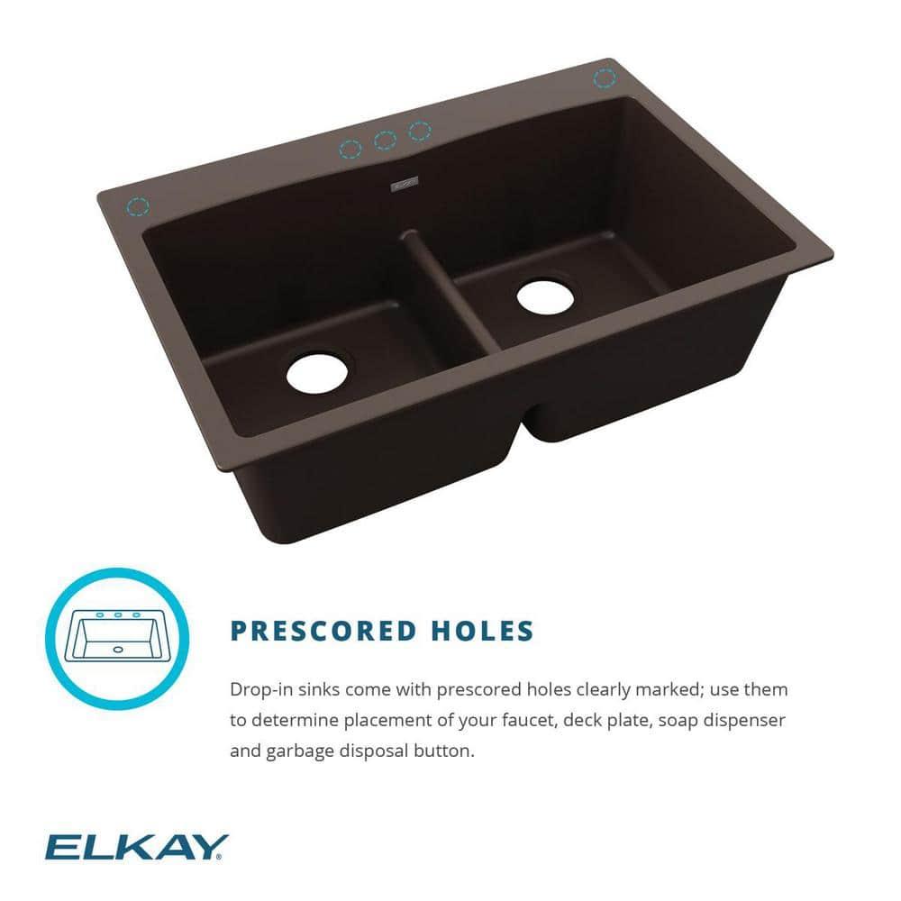 Quartz Classic 33" x 22" x 10" Double Basin Drop-In Kitchen Sink