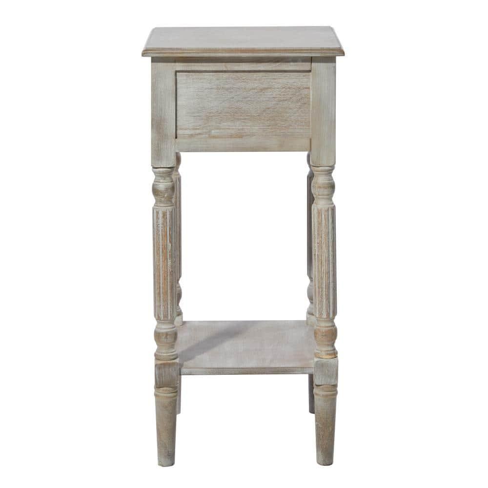 Rustic Country Wood Accent Table - Olivia & May: French Style, Tall End Table for Living Room with Drawer
