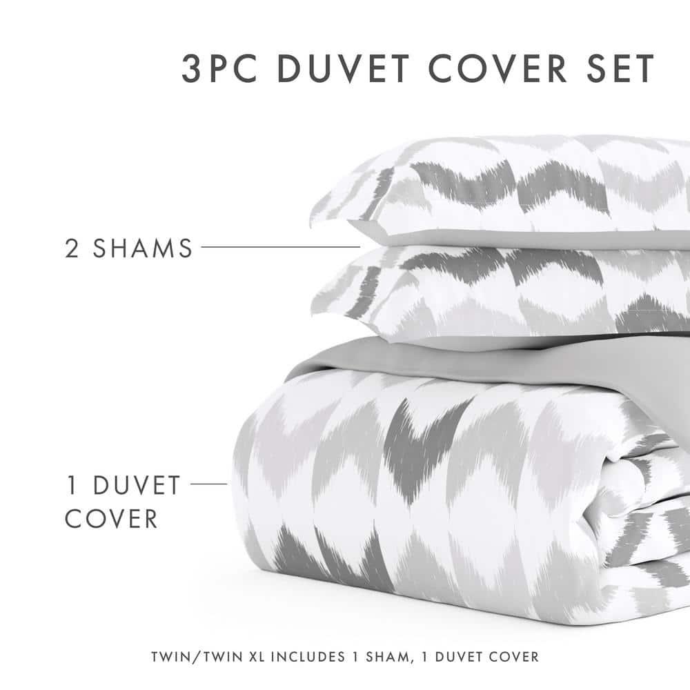 IEnjoy Home Reversible Chevron Pattern 3-Piece Duvet Cover Set