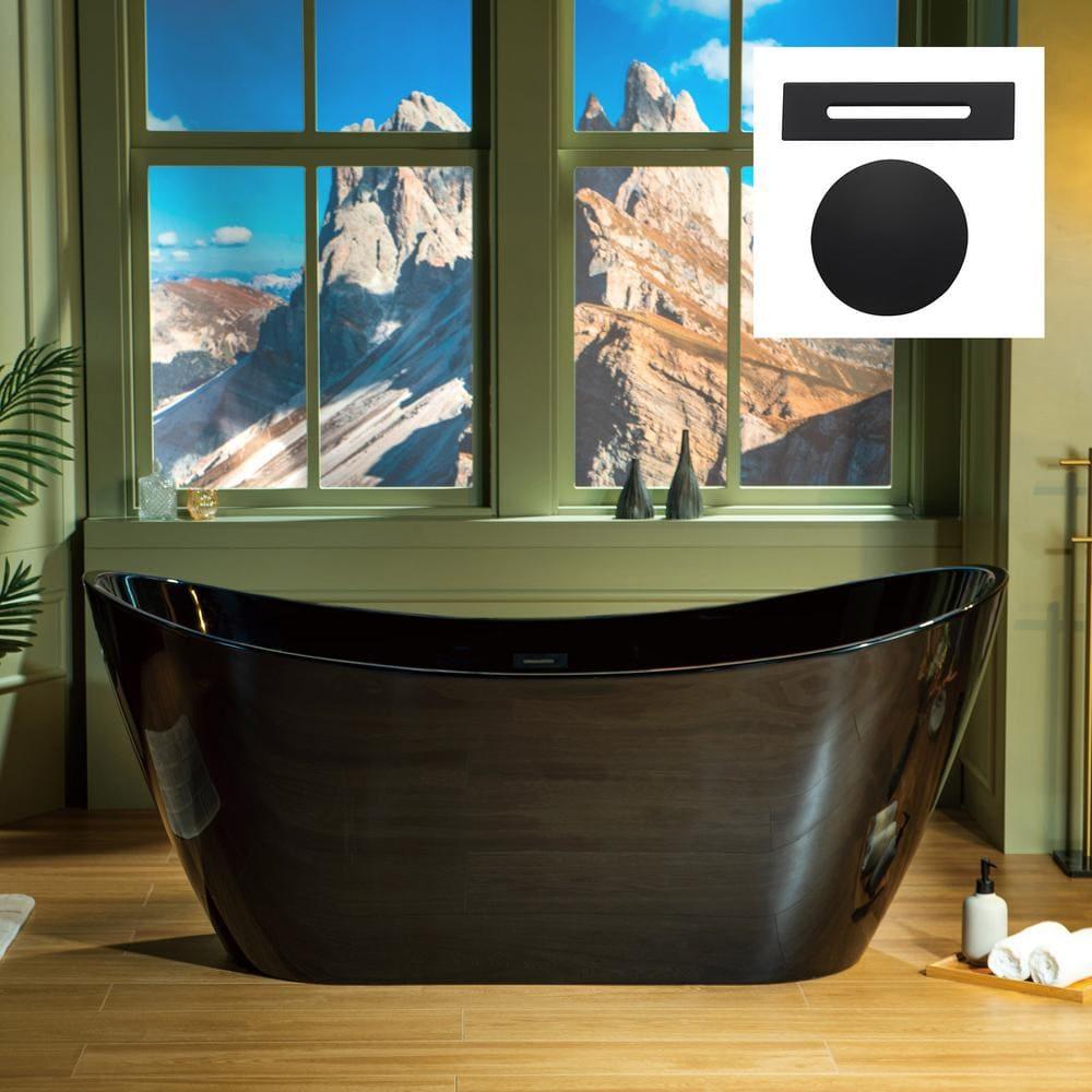 67" x 32" Freestanding Soaking Acrylic Bathtub