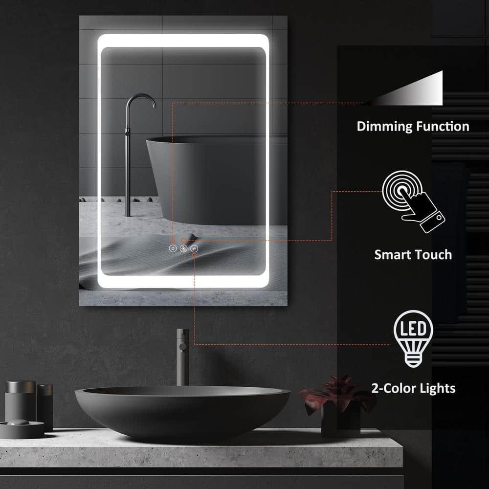 kleankin LED Lighted Medicine Cabinet with Mirror, Wall-Mounted Plug-In Bathroom Organizer with 3 Storage Shelves, 19.75"x5"x27.5"