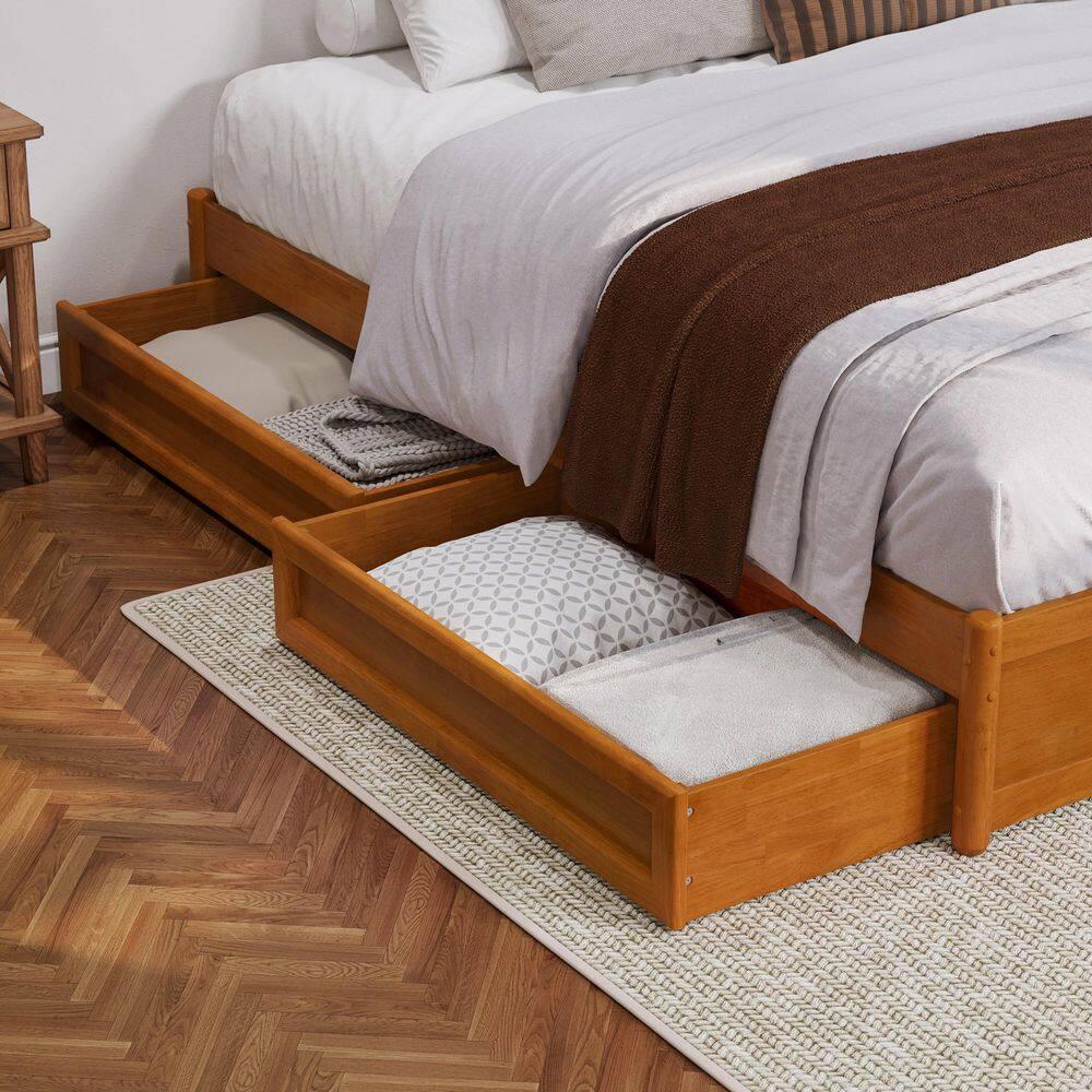 Barcelona Light Toffee King Wood Frame Platform Bed with Storage Drawers