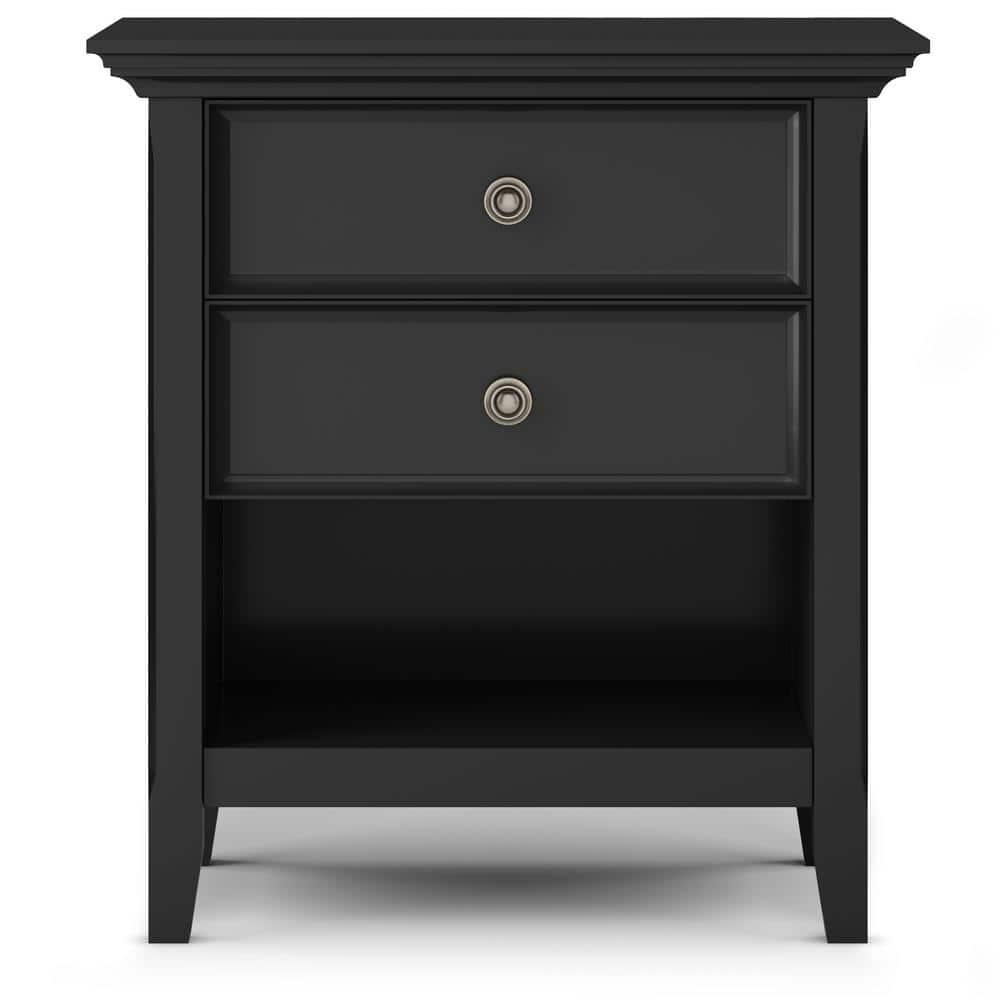 Simpli Home Amherst 24"W 2-Drawer Solid Wood Nightstand with Open Shelf