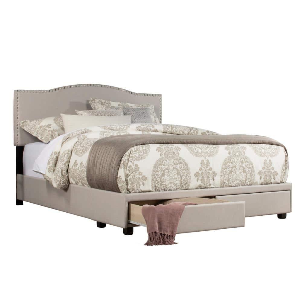 King Kiley Upholstered Storage Bed Gray - Hillsdale Furniture: Polyester, Foam-Filled, Wood Frame, Transitional Style