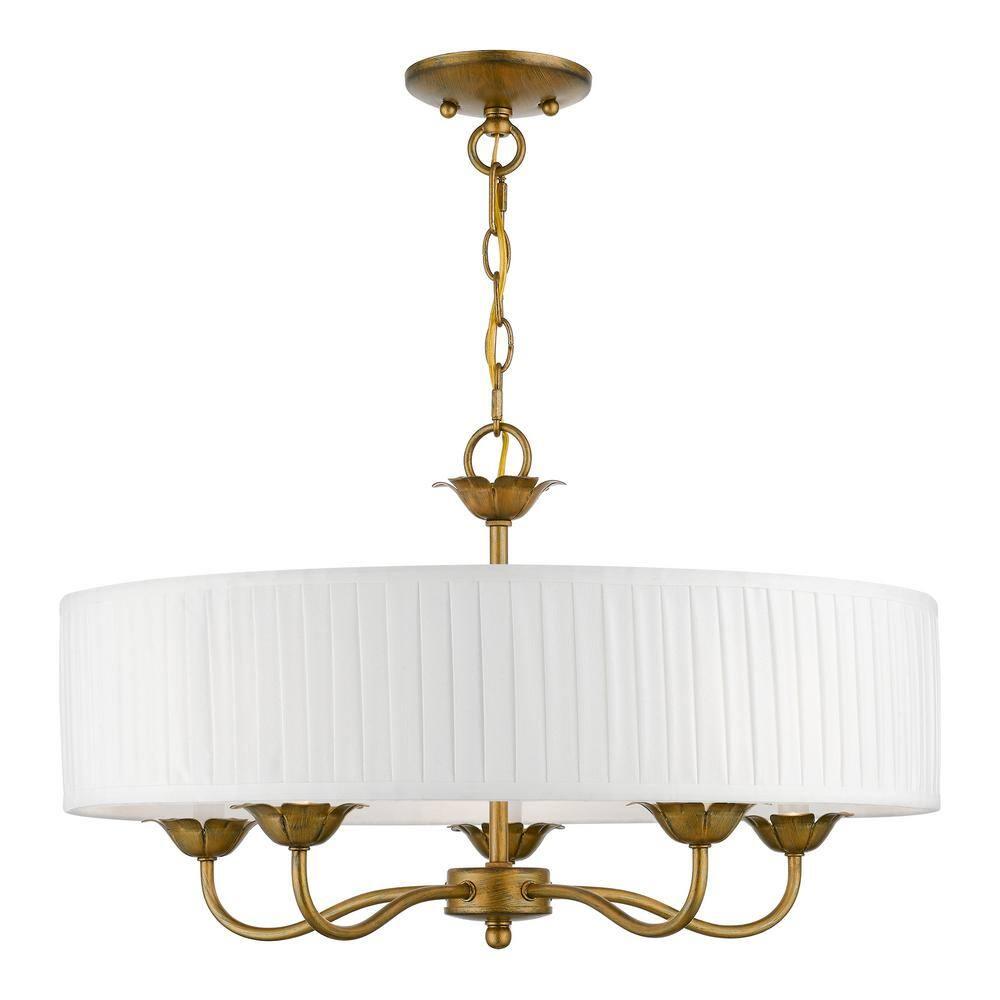 Livex Lighting Edinburgh 5 - Light Pendant in  Antique Gold Leaf