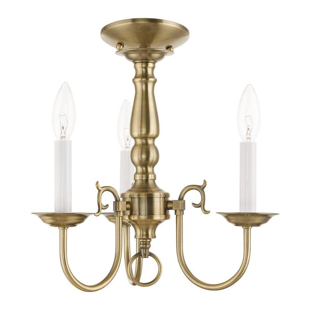 Livex Lighting Williamsburgh 3 - Light Chandelier in  Antique Brass