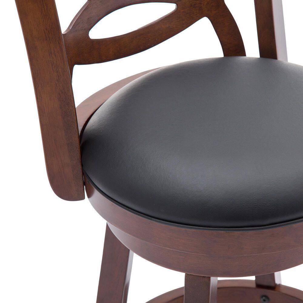 Boraam Siena 29in. High Back Swivel Wood Kitchen Bar Stool - Cherry Finish