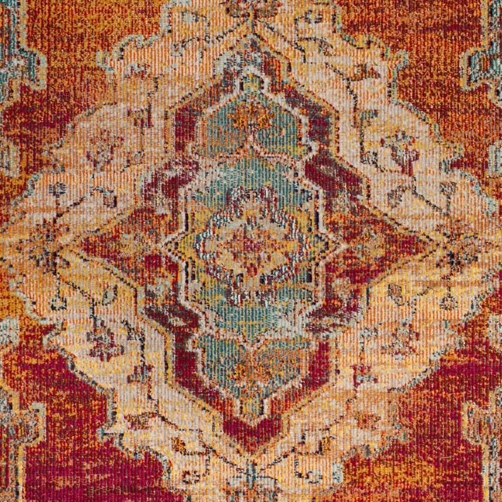 Crystal CRS500 Power Loomed Area Rug - Orange/Light Blue - 5'x8' - Safavieh.