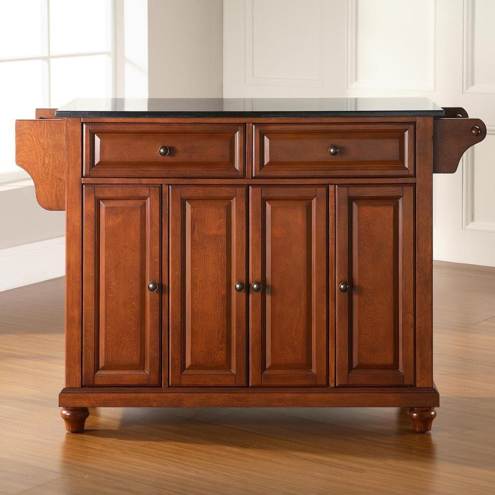 Crosley Furniture Cambridge Wood Kitchen Island in Cherry/Black