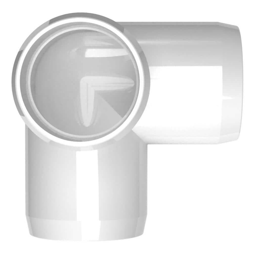 FORMUFIT 1/2" 3-Way Elbow Furniture Grade PVC Fitting in White, Made In USA, UV-Resistant, Impact-Proof, 0.840" Actual Socket Diameter (10-Pack) - F0123WE-WH-10